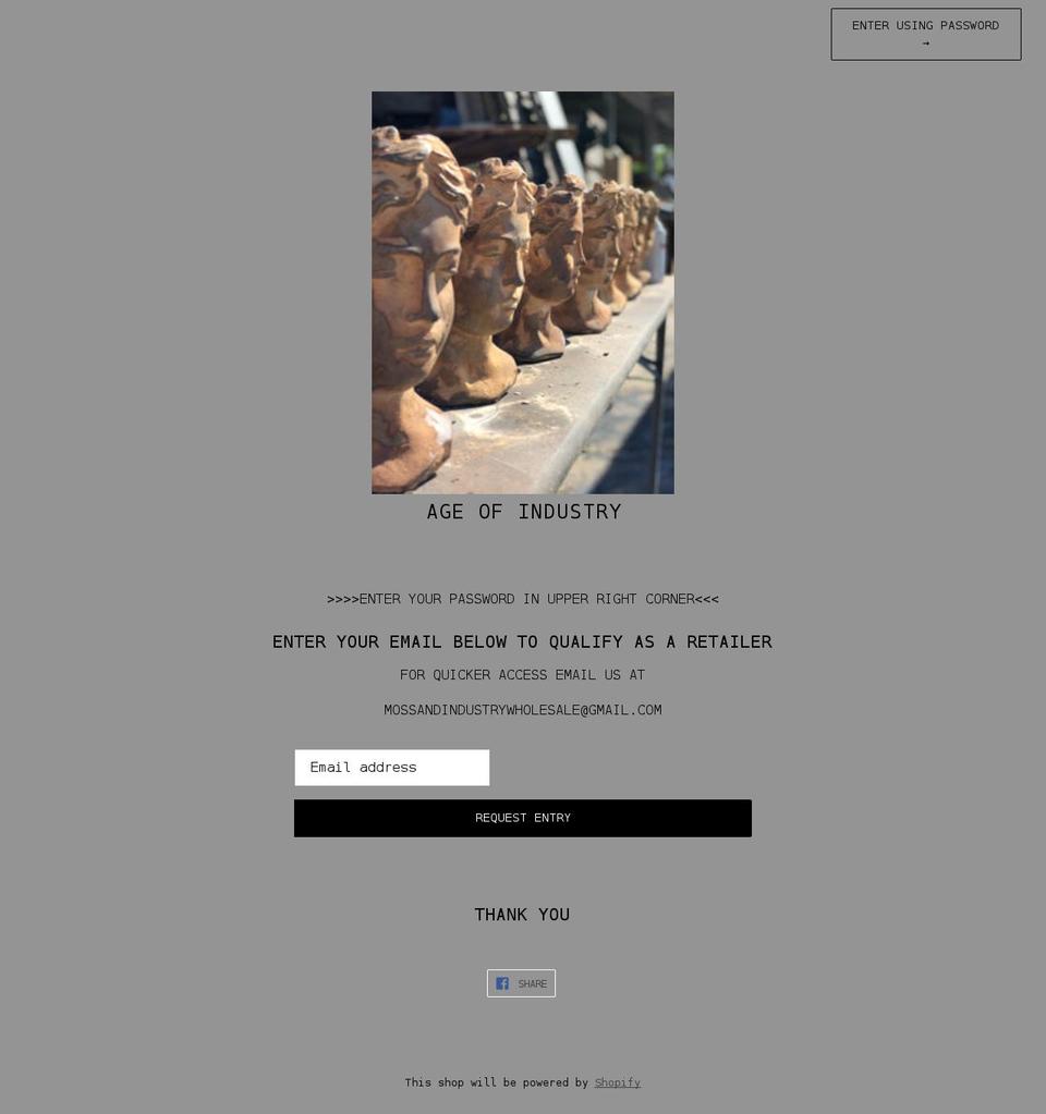 moss-and-industry.myshopify.com shopify website screenshot