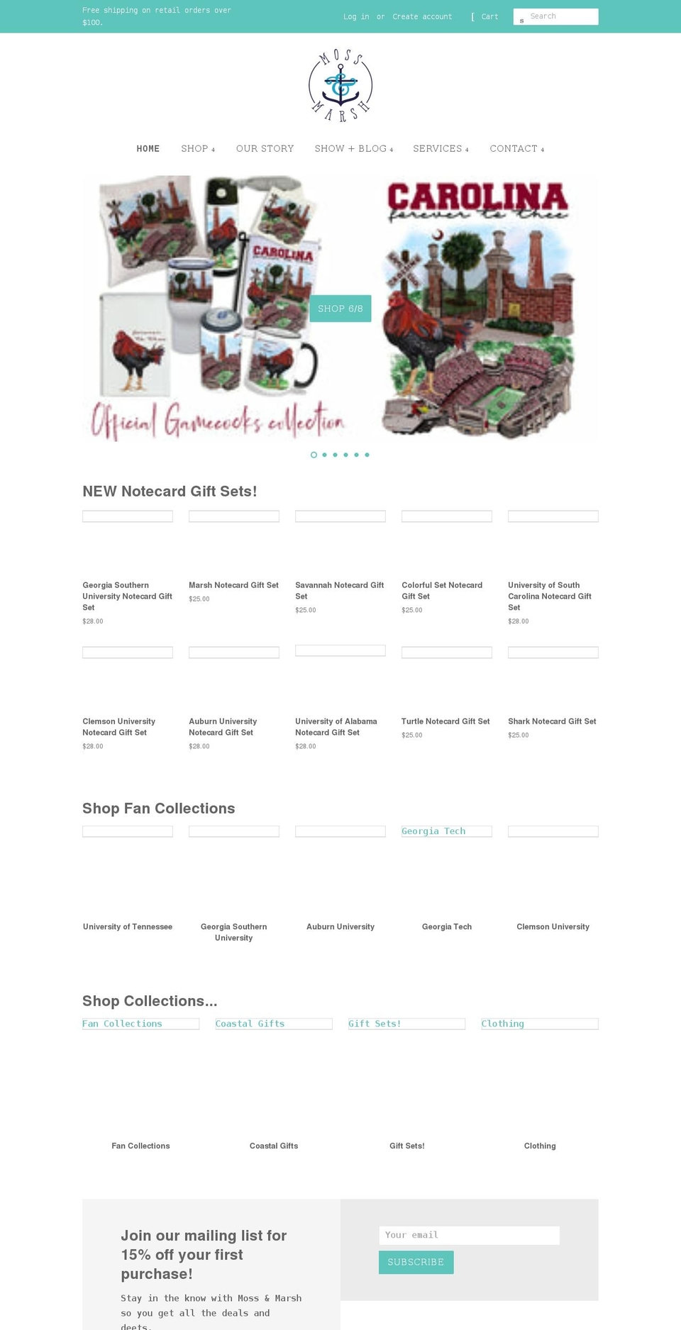 mossandmarsh.co shopify website screenshot