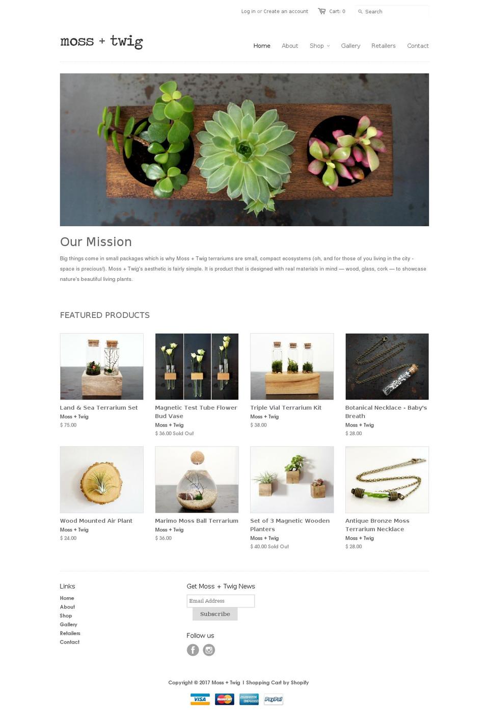 mossandtwig.com shopify website screenshot