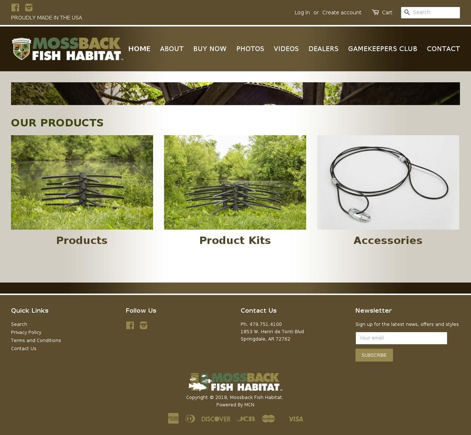 mossbackrack.net shopify website screenshot