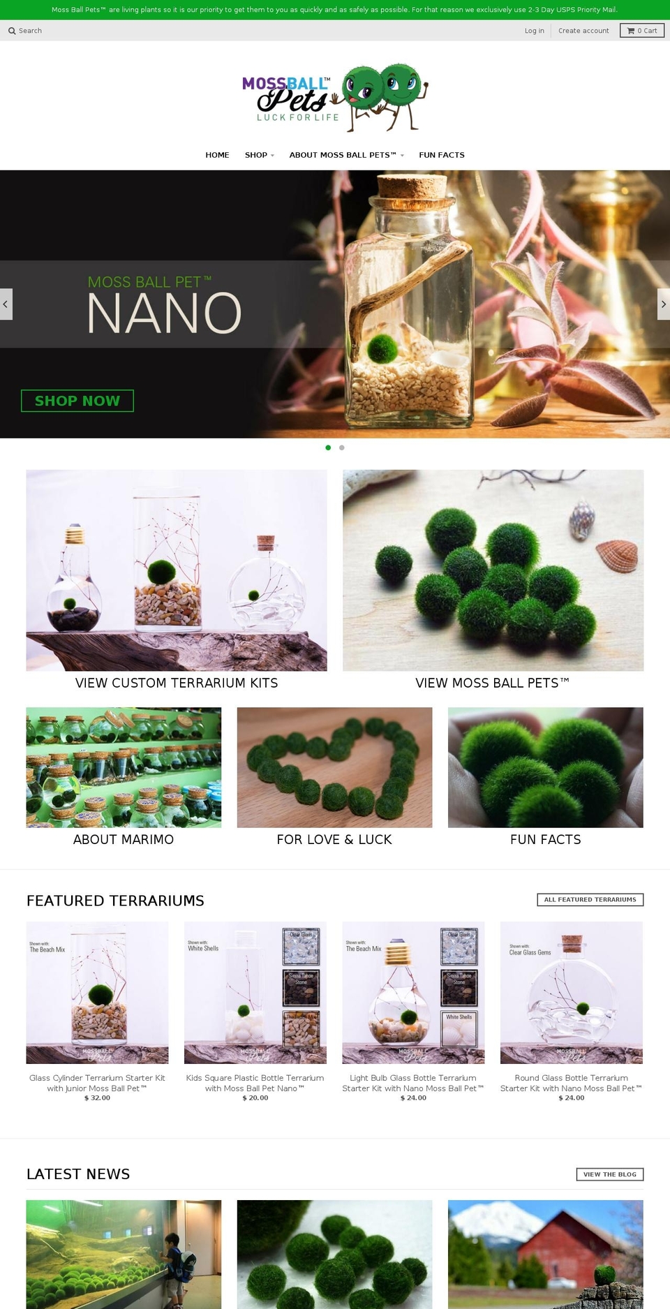 mossballpets.com shopify website screenshot