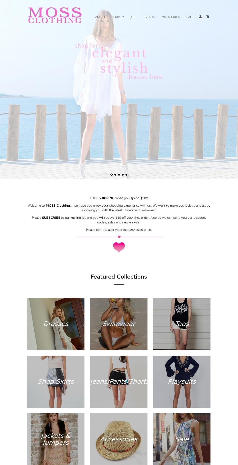 mossclothing.com.au shopify website screenshot