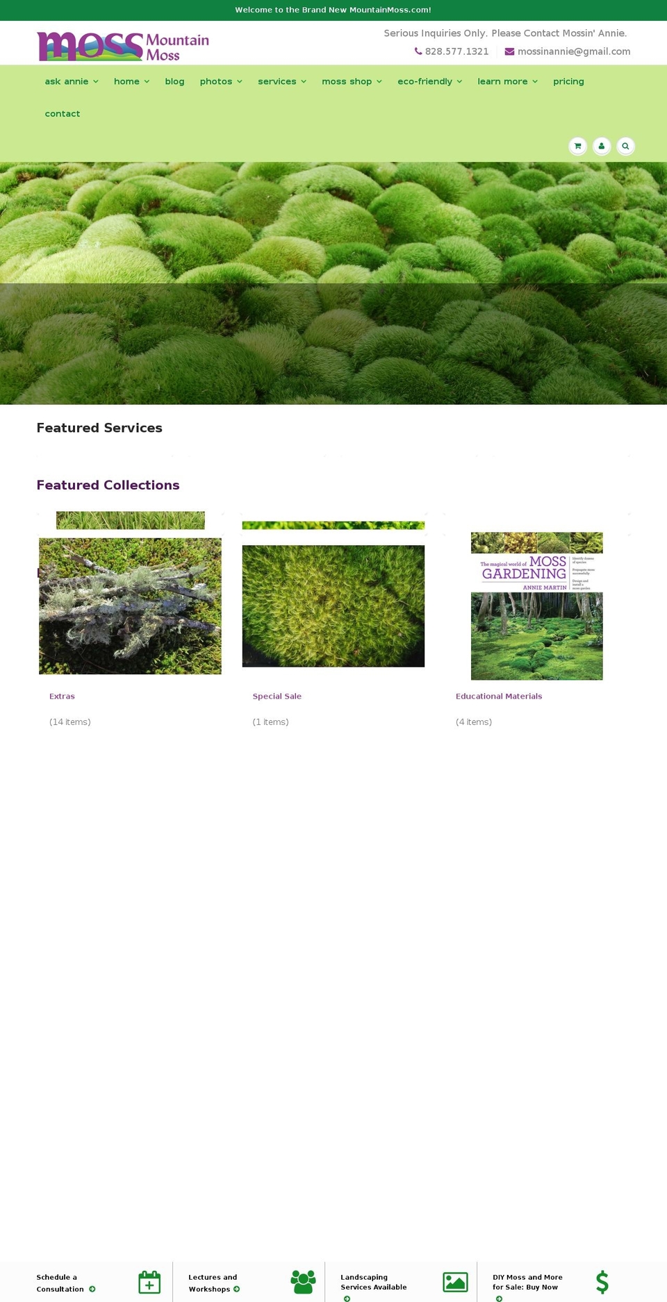 mossgardeningbook.com shopify website screenshot