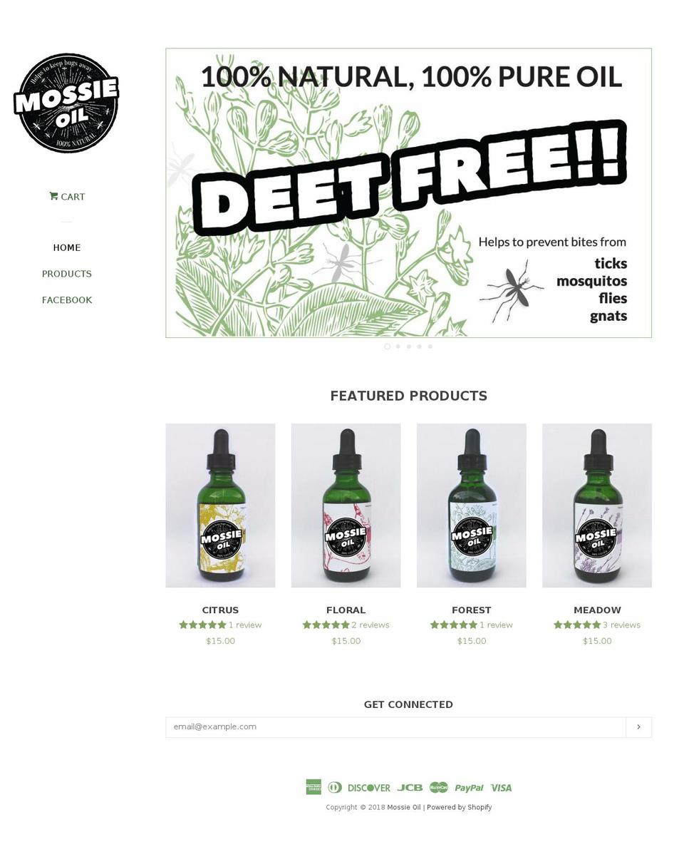 mossieoil.com — Shopify storefront screenshot