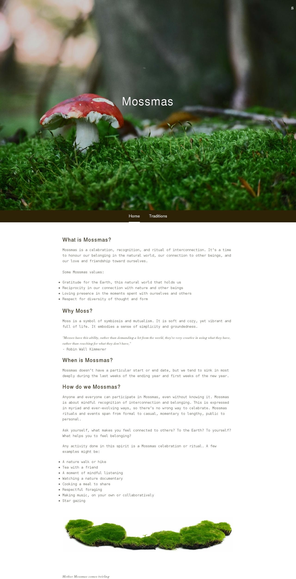 mossmas.org shopify website screenshot