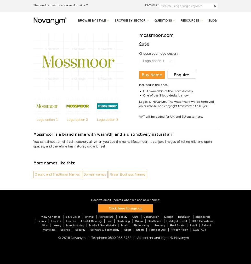 mossmoor.com shopify website screenshot