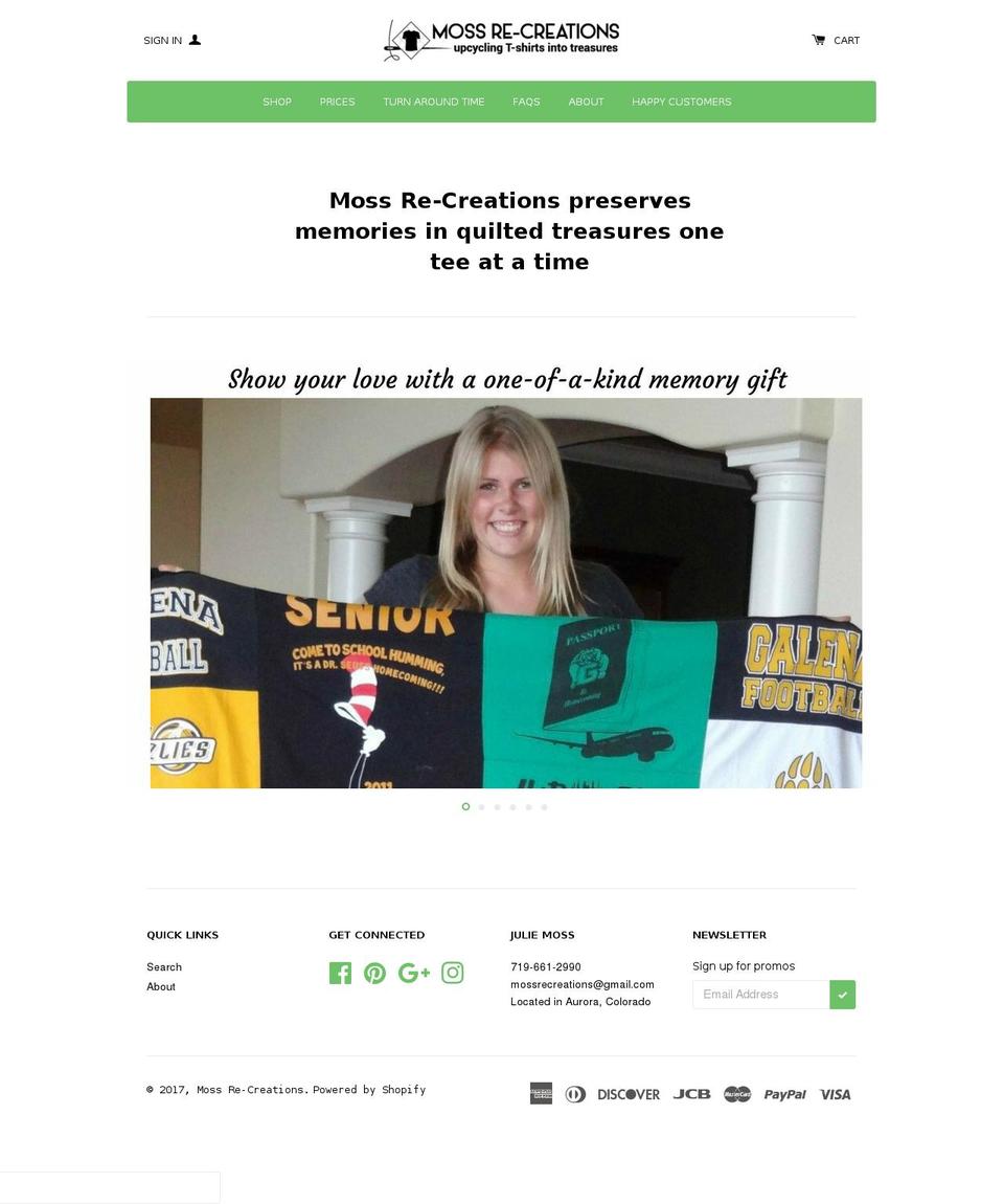 mossre-creations.com shopify website screenshot