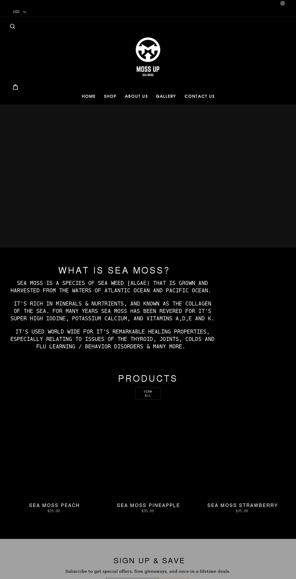 mossupseamoss.com shopify website screenshot