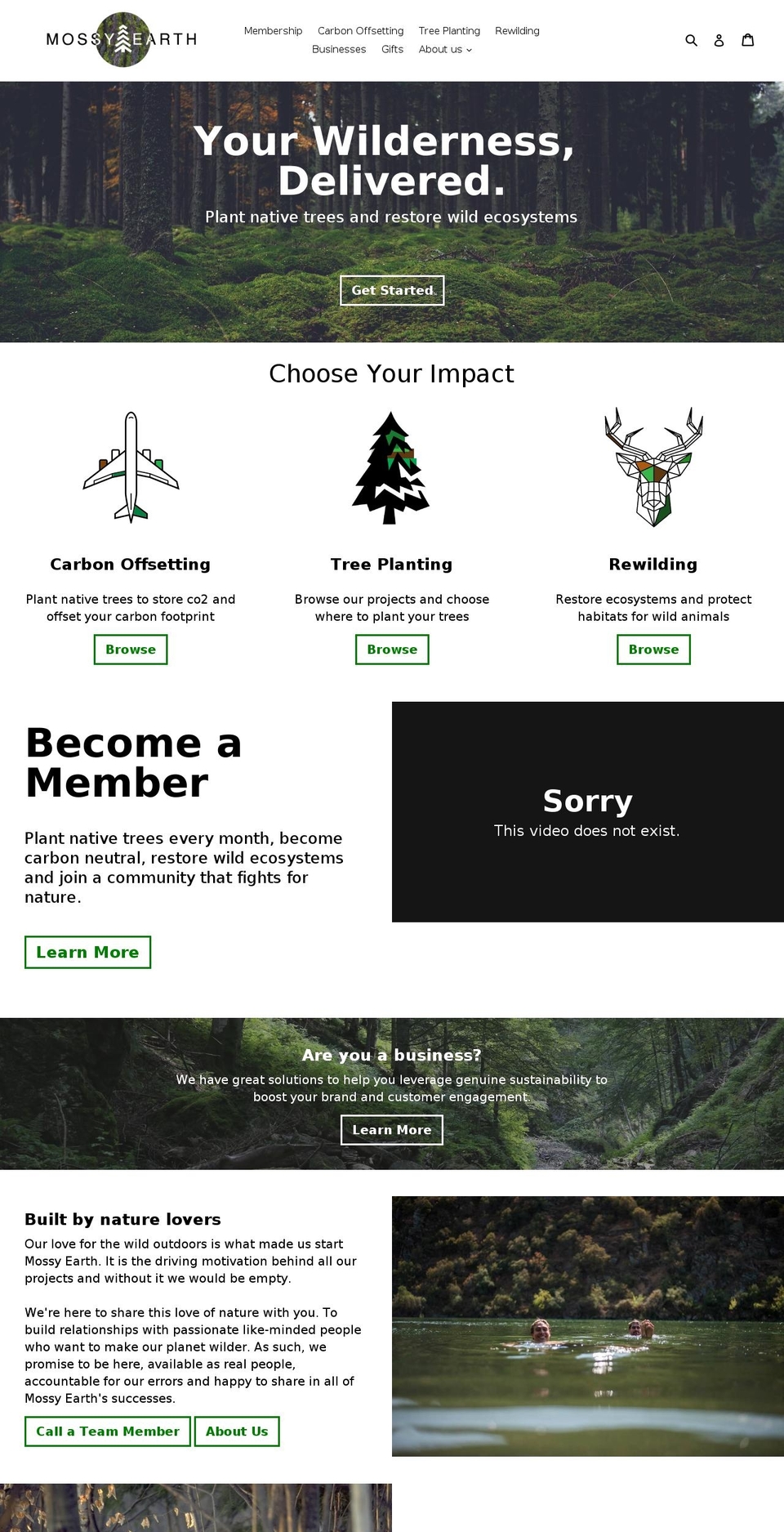 mossy.earth shopify website screenshot