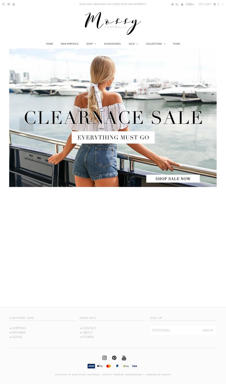 mossyaustralia.com shopify website screenshot