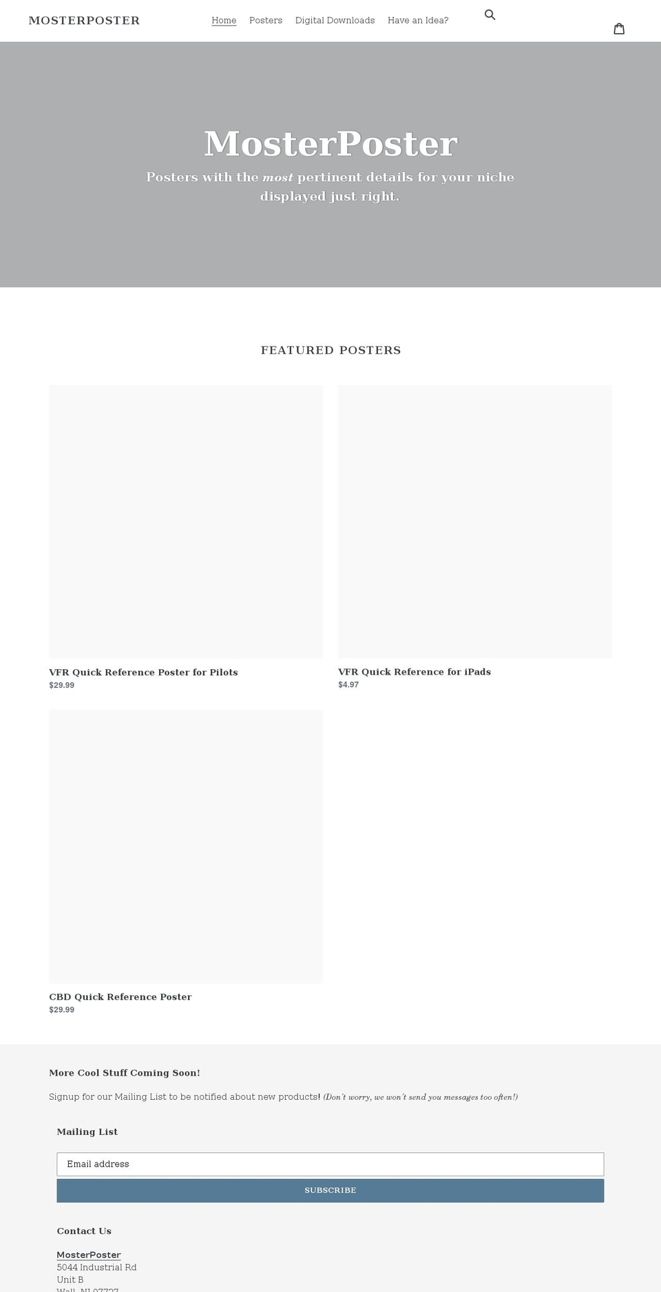 mosterposter.com shopify website screenshot