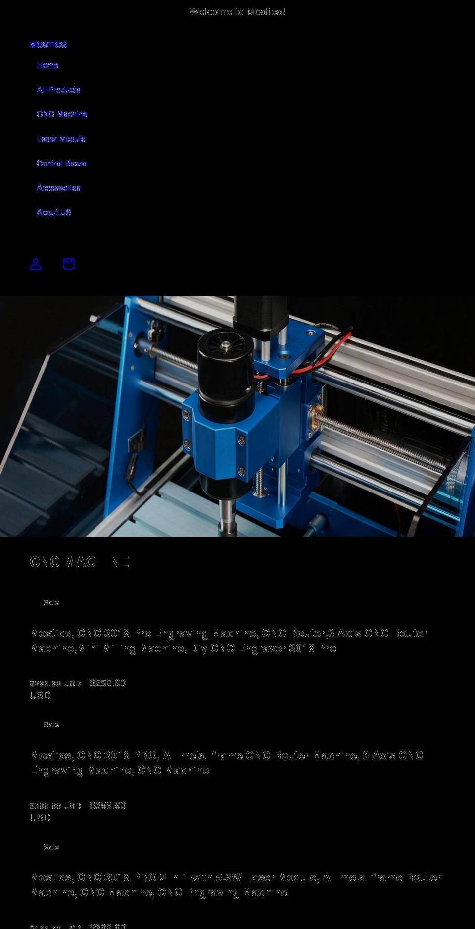 mostics.com shopify website screenshot