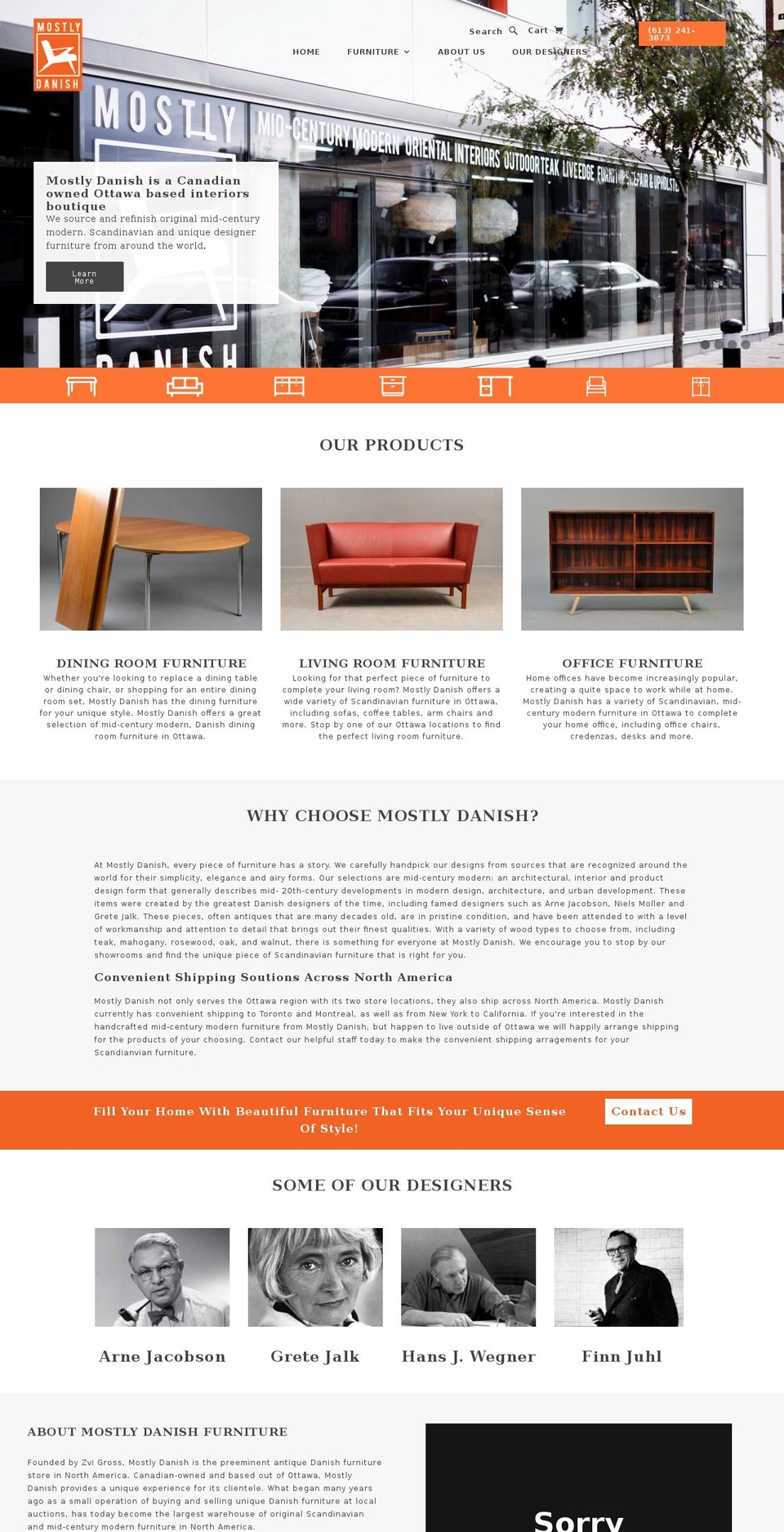 mostlydanishfurniture.com shopify website screenshot