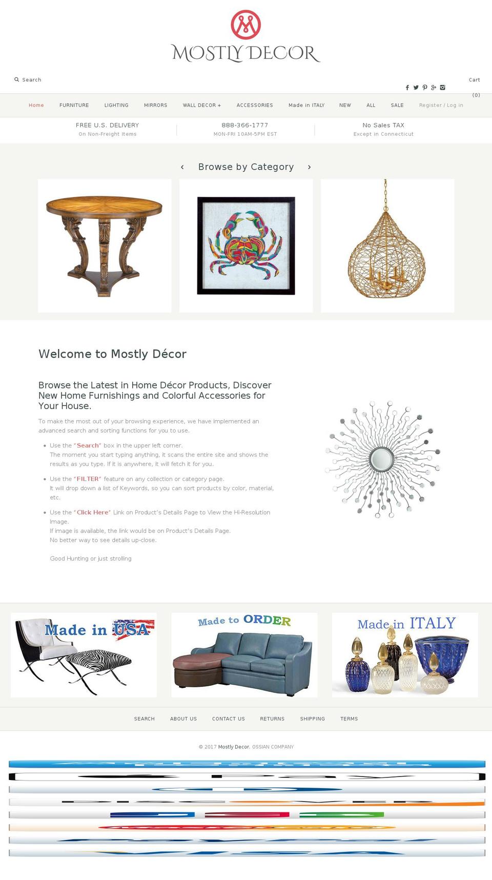 mostlydecor.com shopify website screenshot