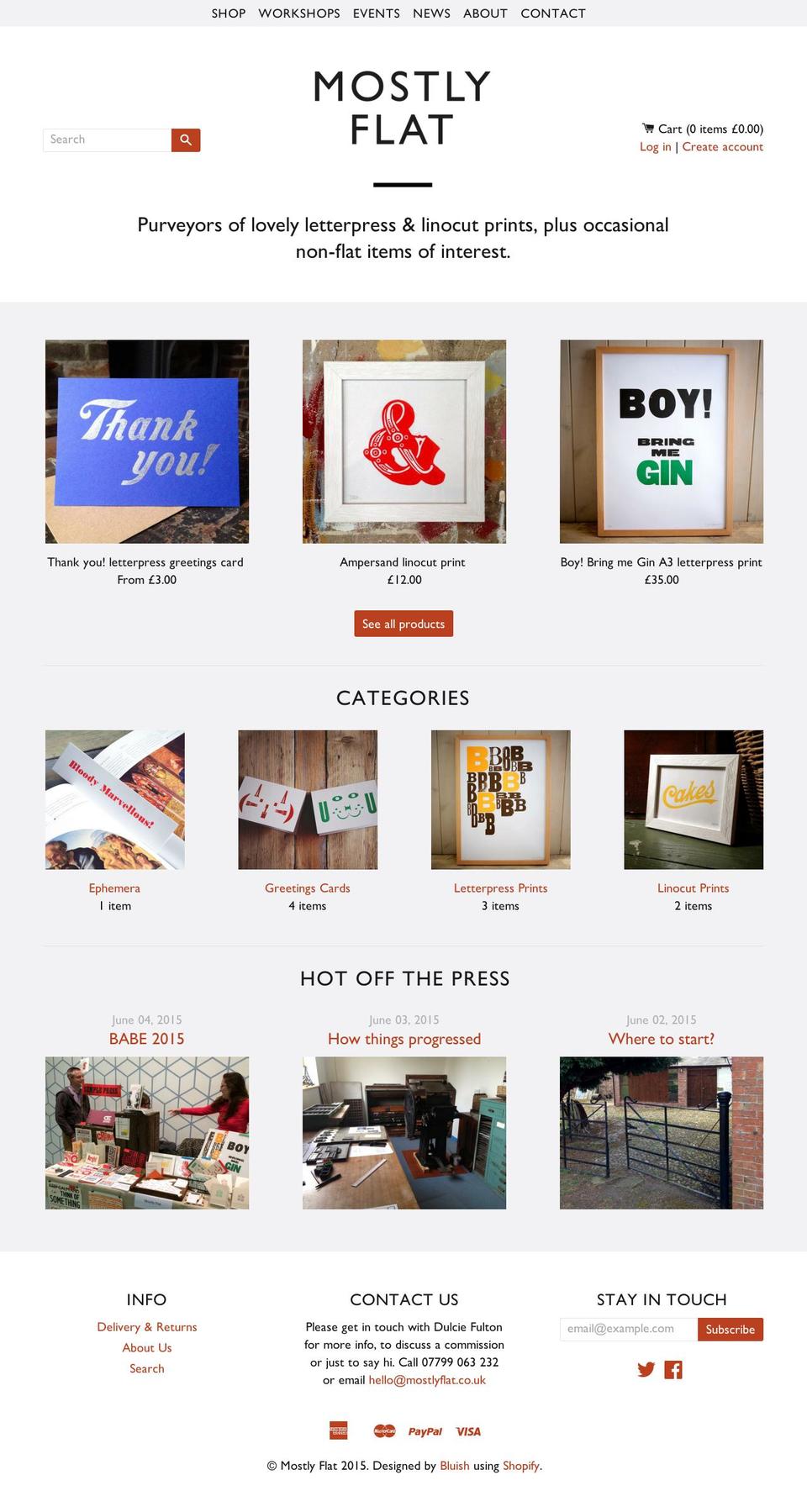 Mostly Flat v Shopify theme site example mostlyflat.co.uk