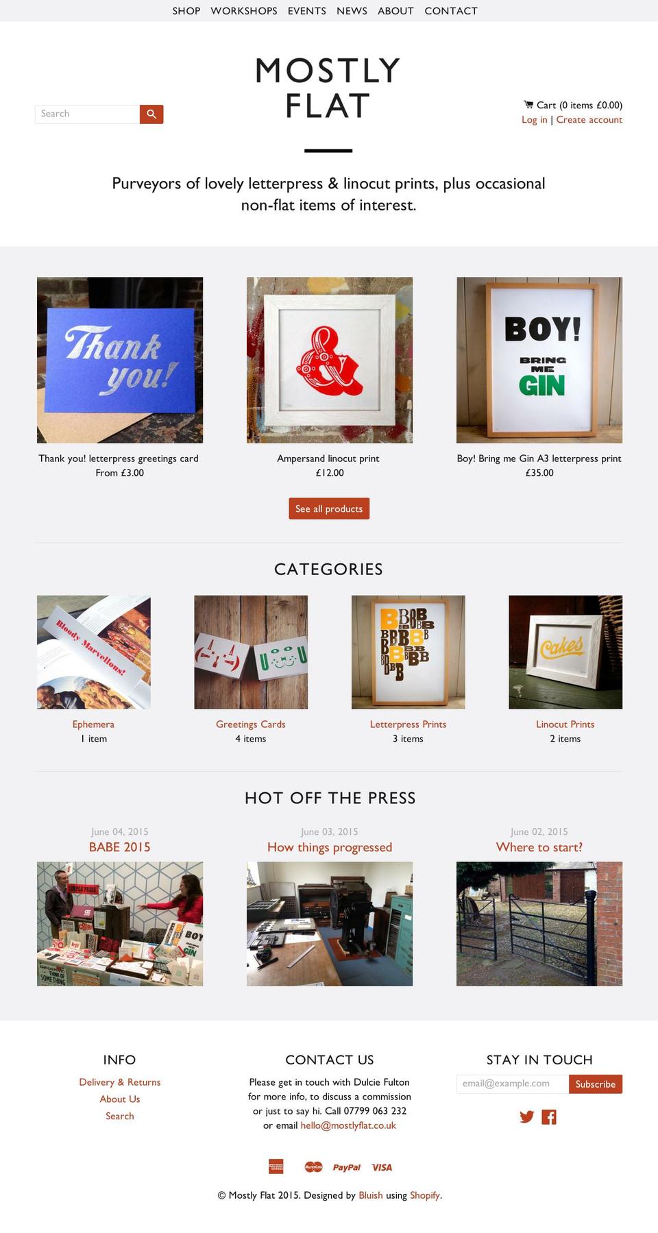 mostlyflat.com shopify website screenshot