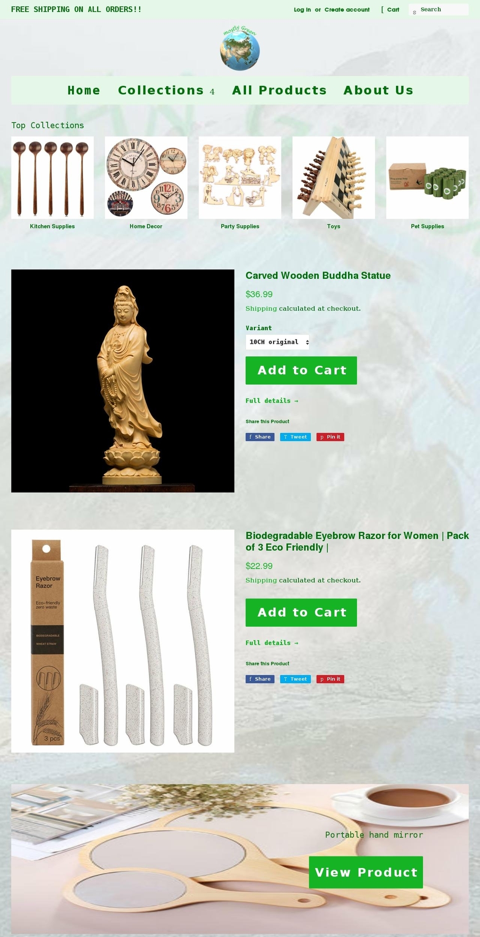mostlygreen.shop shopify website screenshot
