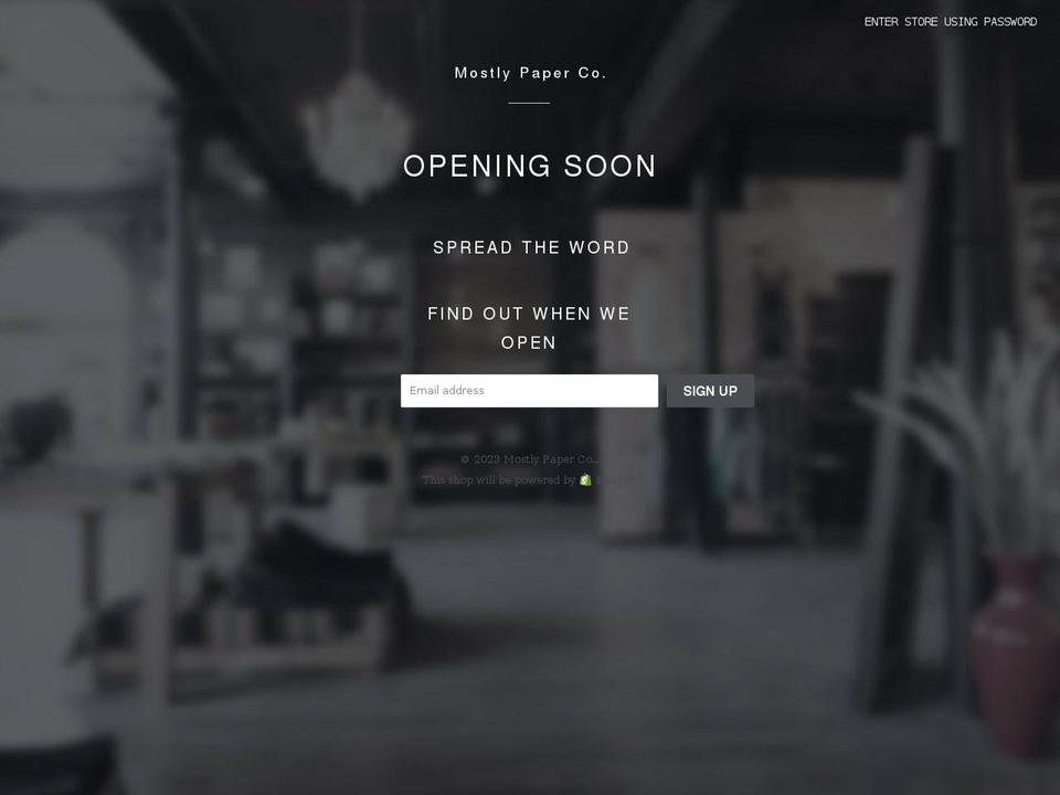 mostlypaperco.com shopify website screenshot