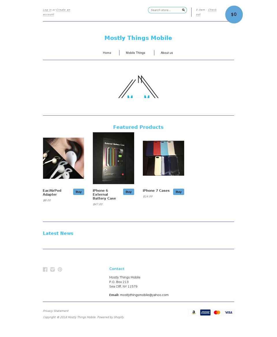 mostlythingsmobile.com shopify website screenshot