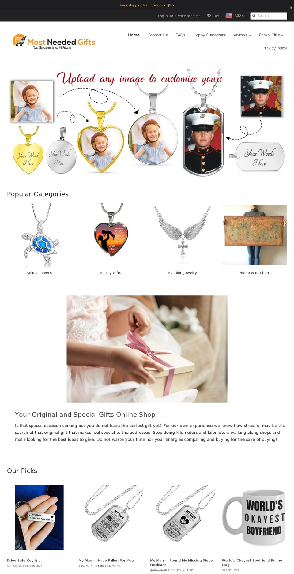 mostneededgifts.com shopify website screenshot
