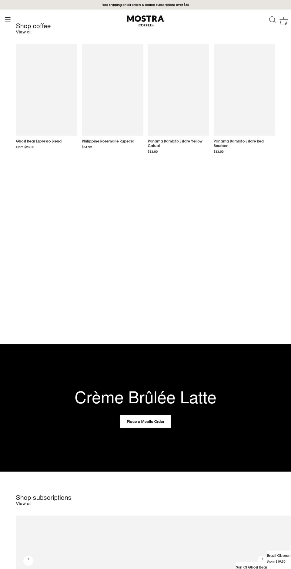 mostracoffee.myshopify.com shopify website screenshot