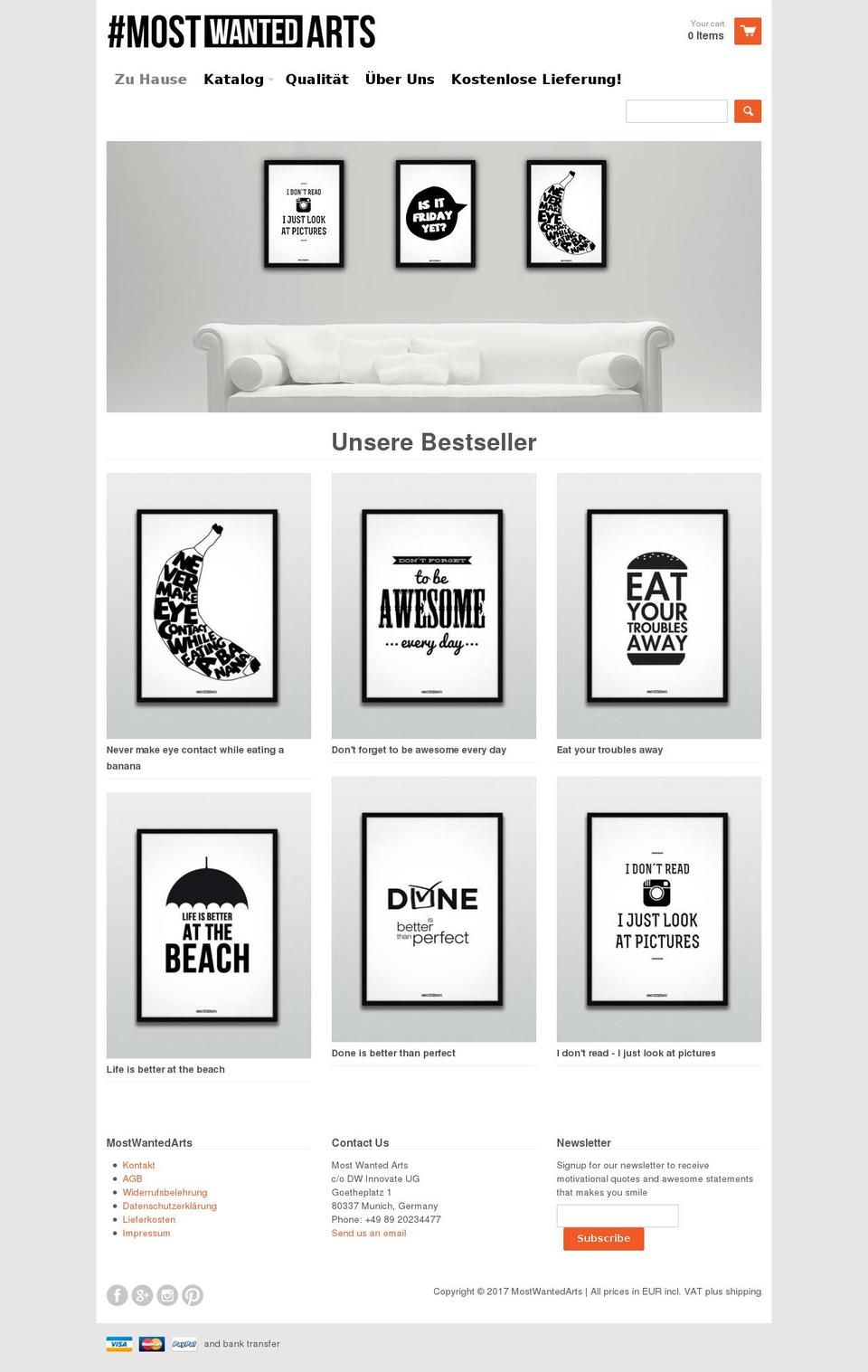 mostwantedart.com shopify website screenshot