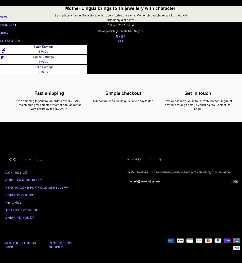 mother-lingua.com shopify website screenshot