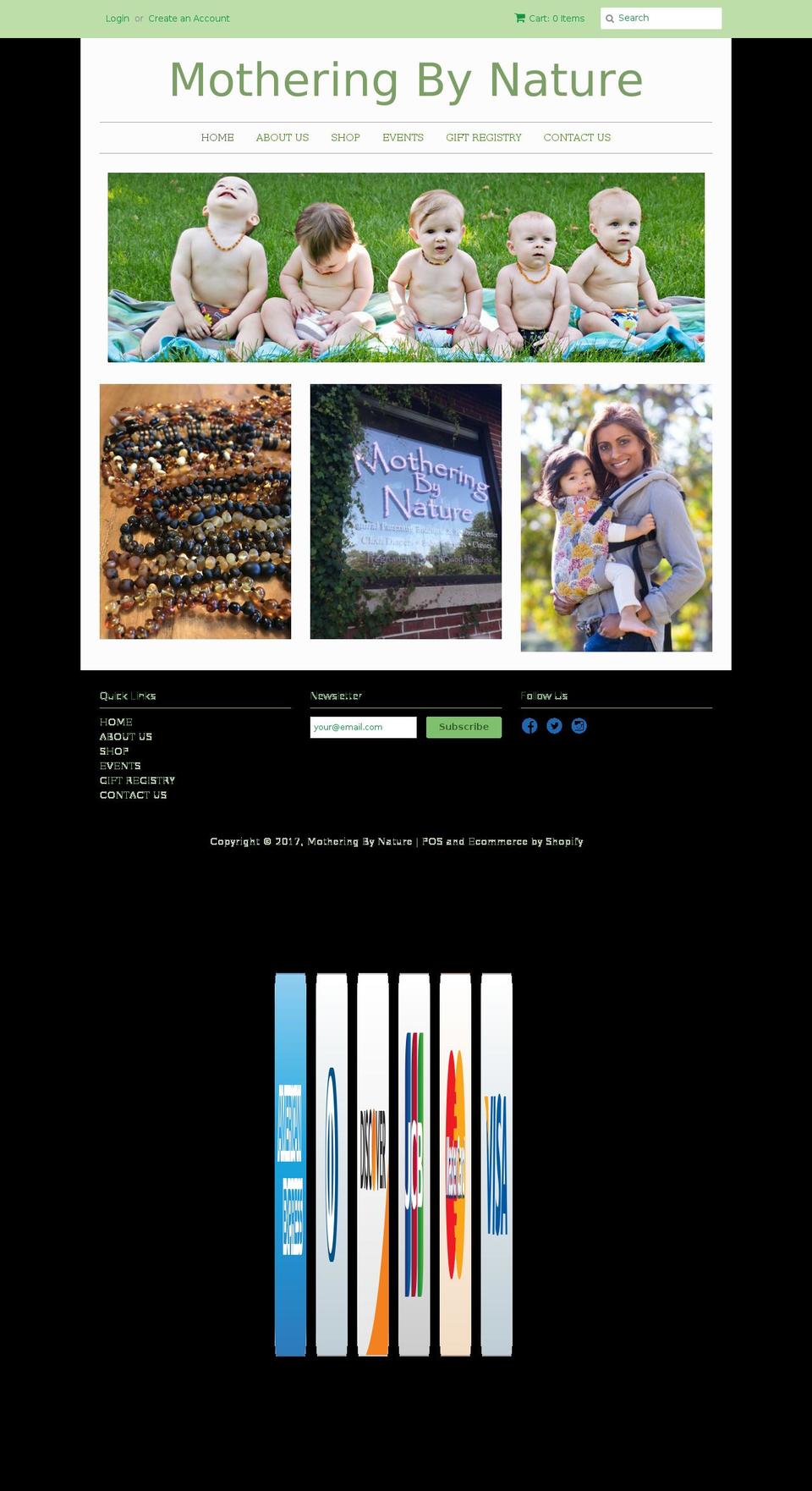 motheringbynaturecenter.com shopify website screenshot