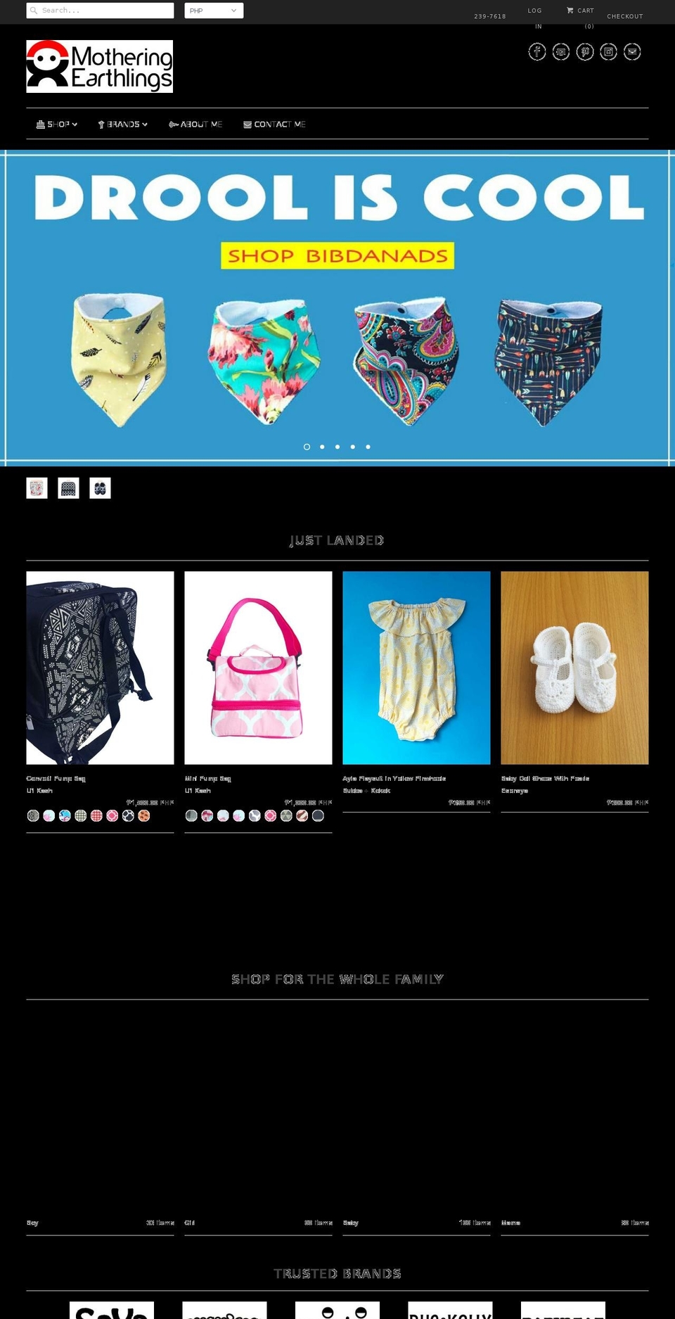 motheringearthlings.com shopify website screenshot