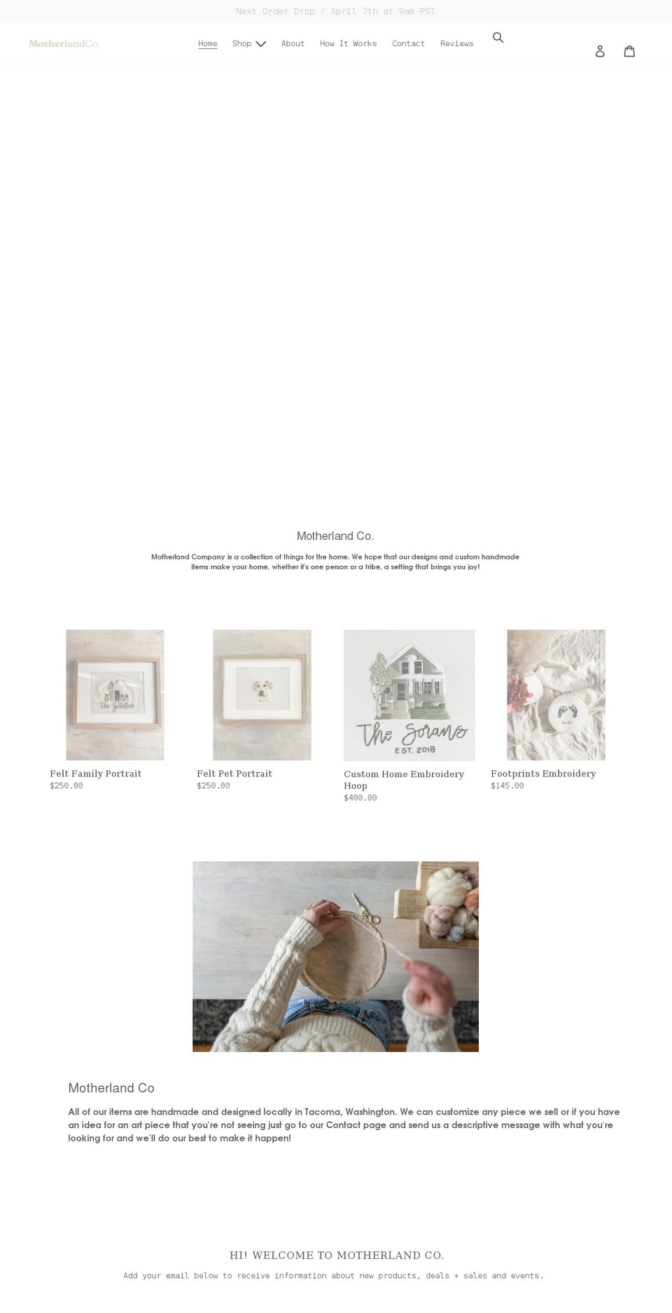 motherlandcompany.com shopify website screenshot