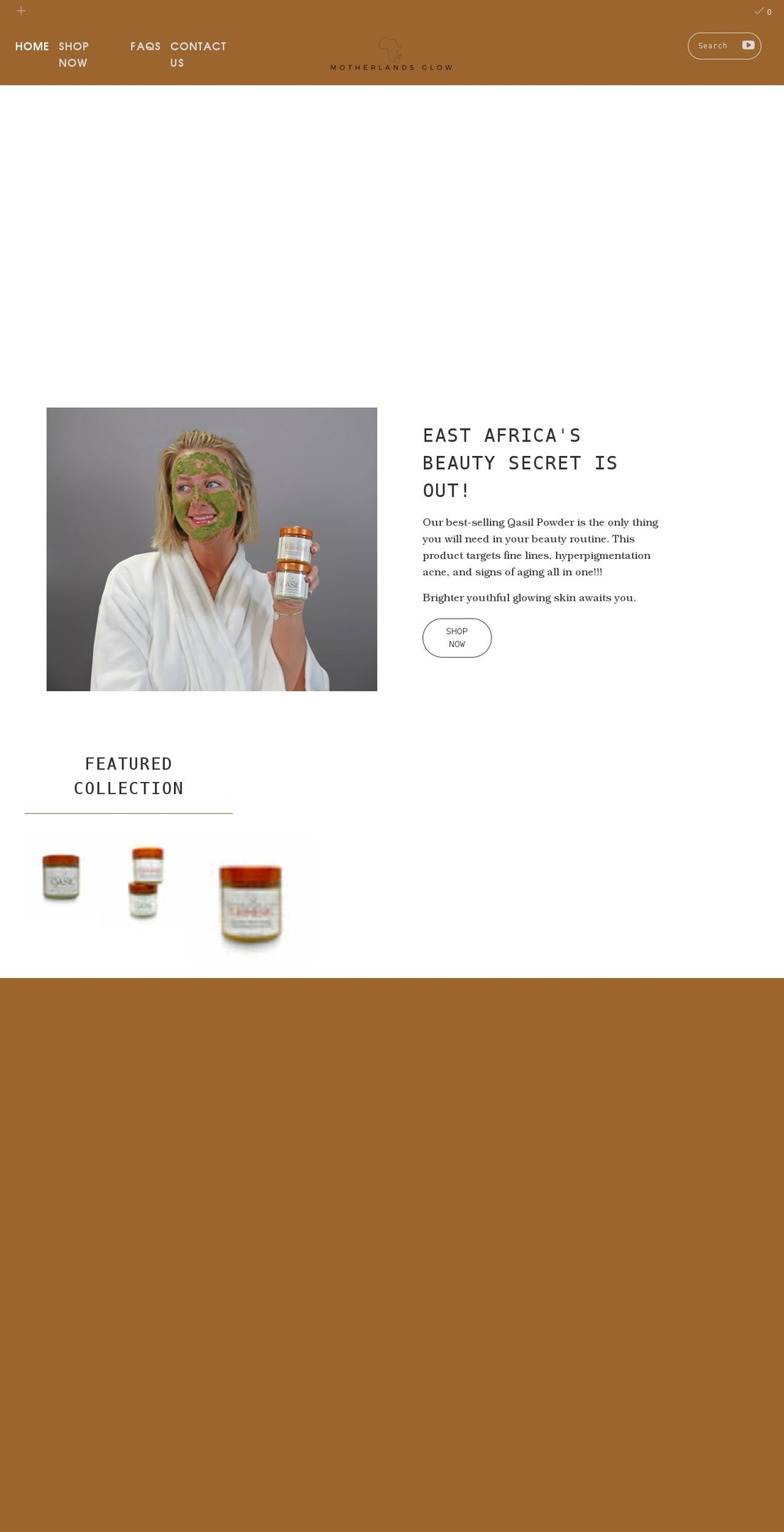 motherlandsglow.com shopify website screenshot