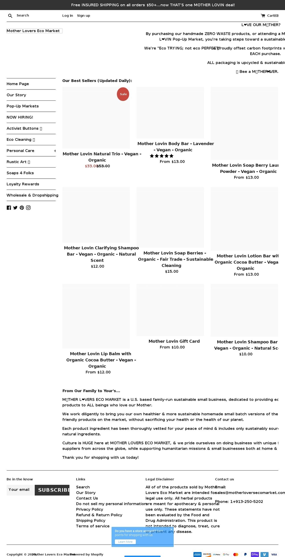 motherloversecomarket.com shopify website screenshot