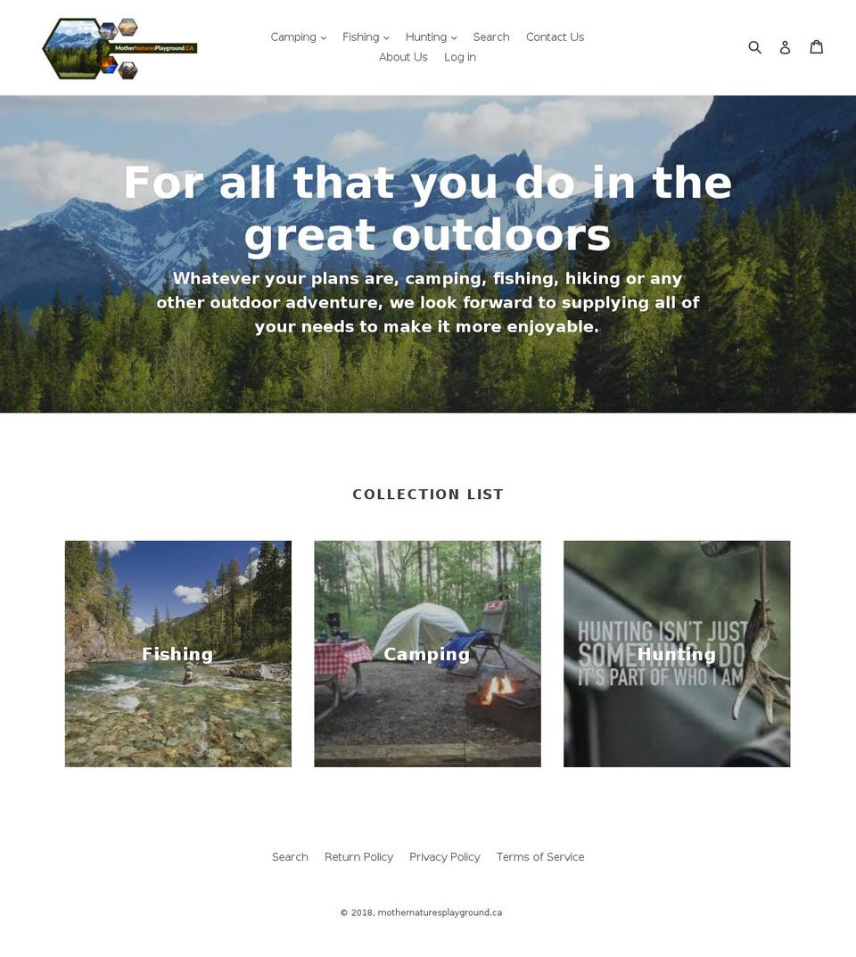 mothernaturesplayground.com shopify website screenshot