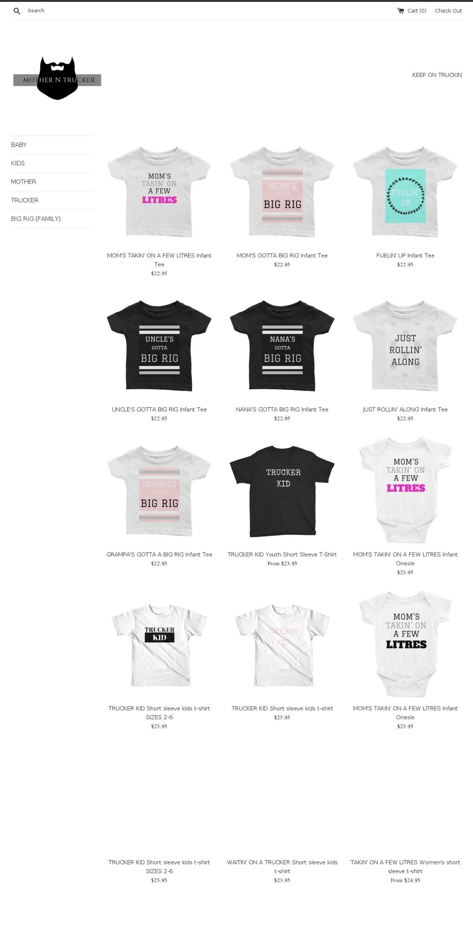 motherntrucker.com — Shopify storefront screenshot