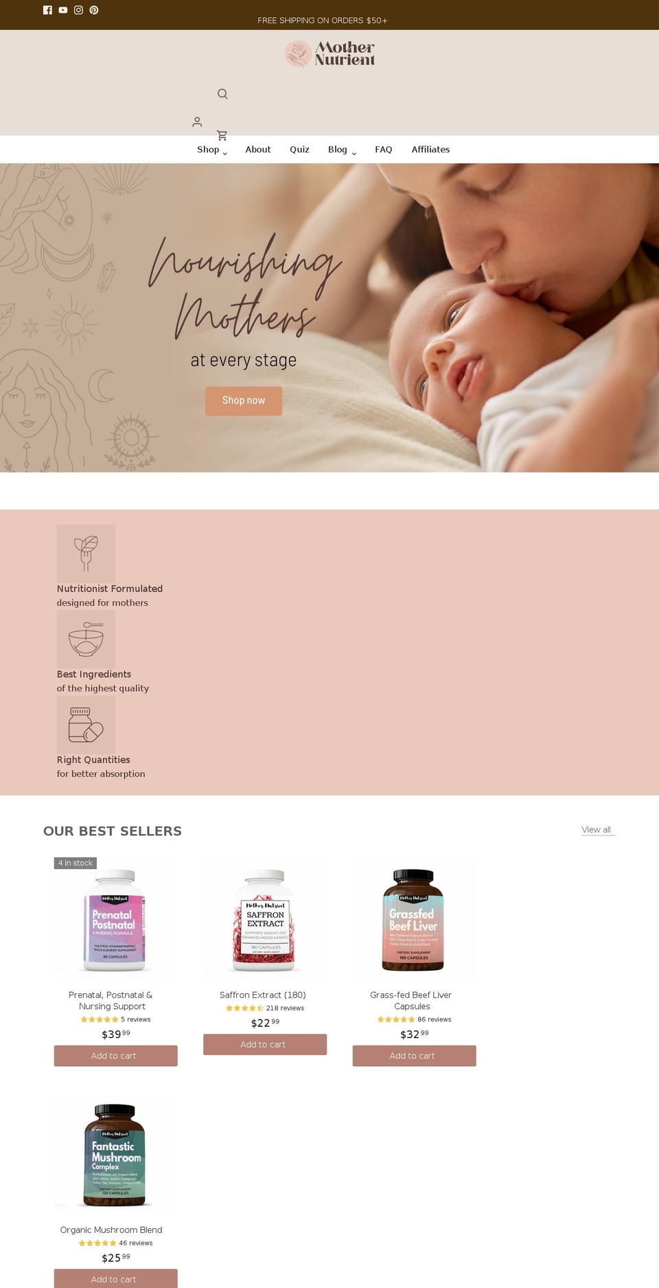 mothernutrient.com shopify website screenshot
