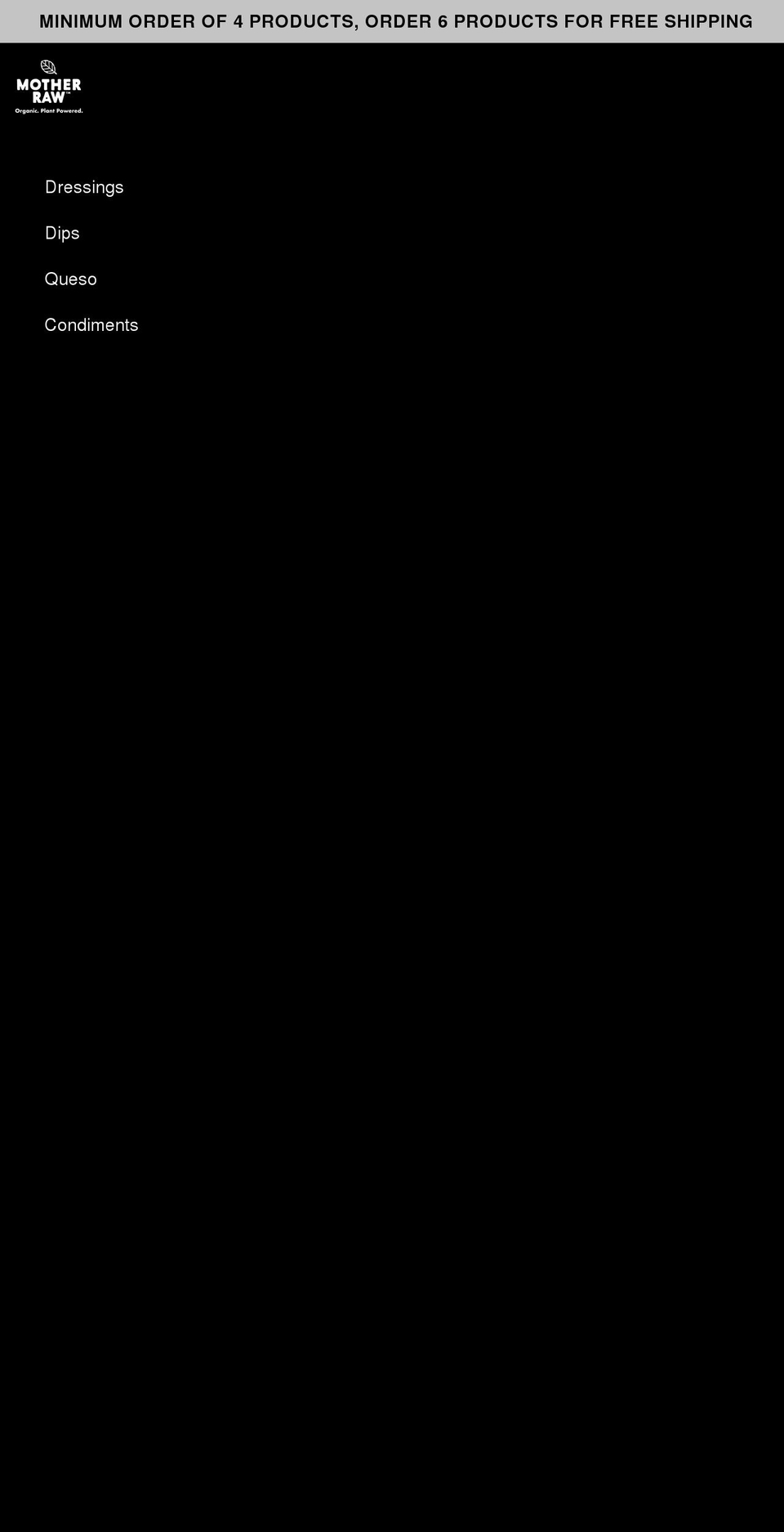 motherraw.com shopify website screenshot