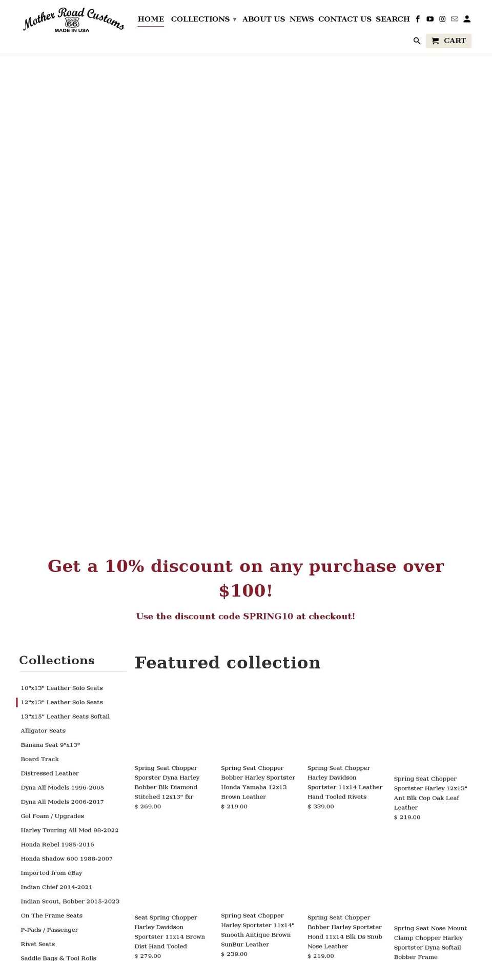 motherroadcustoms.com shopify website screenshot