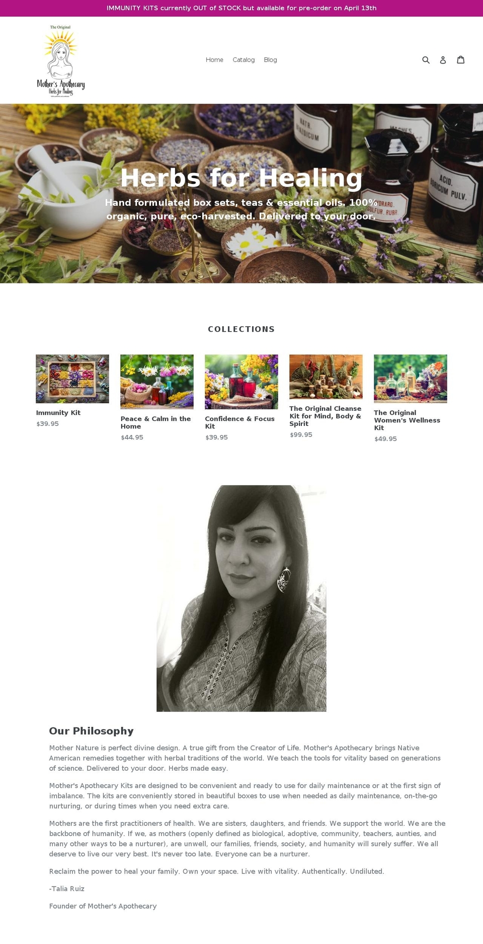 mothersapothecary.com shopify website screenshot