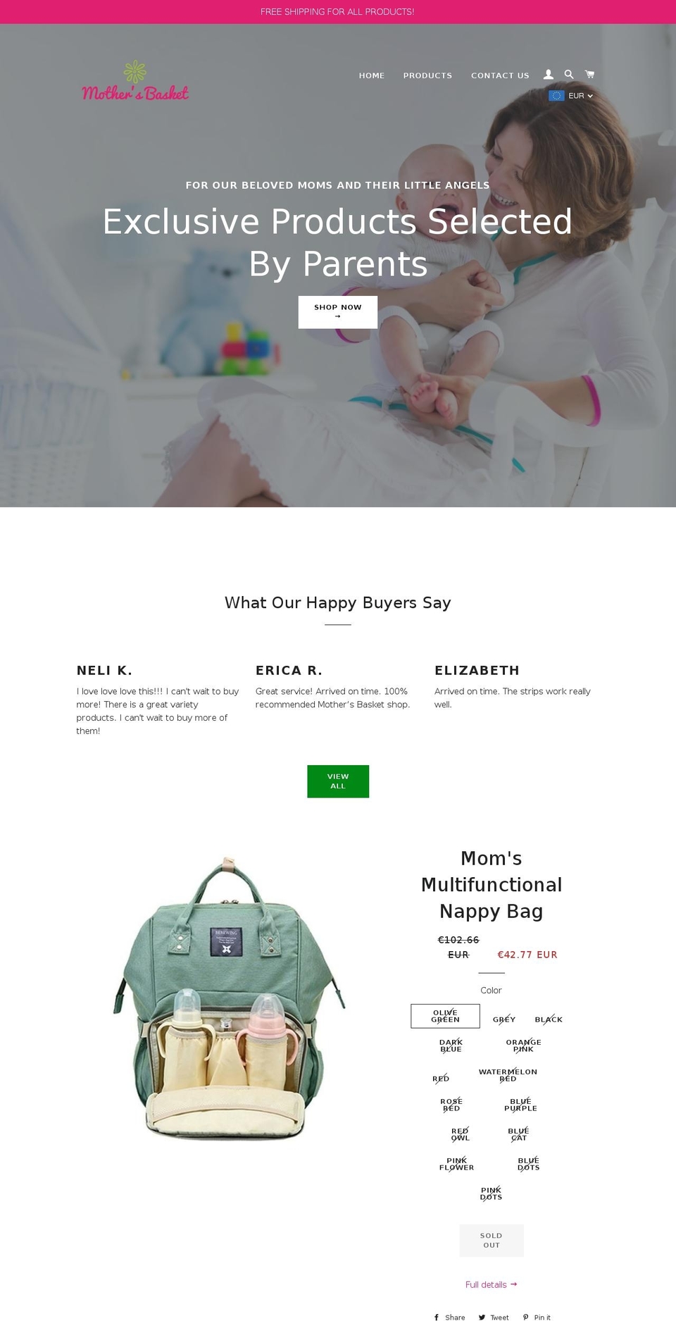 mothersbasket.com — Shopify storefront screenshot