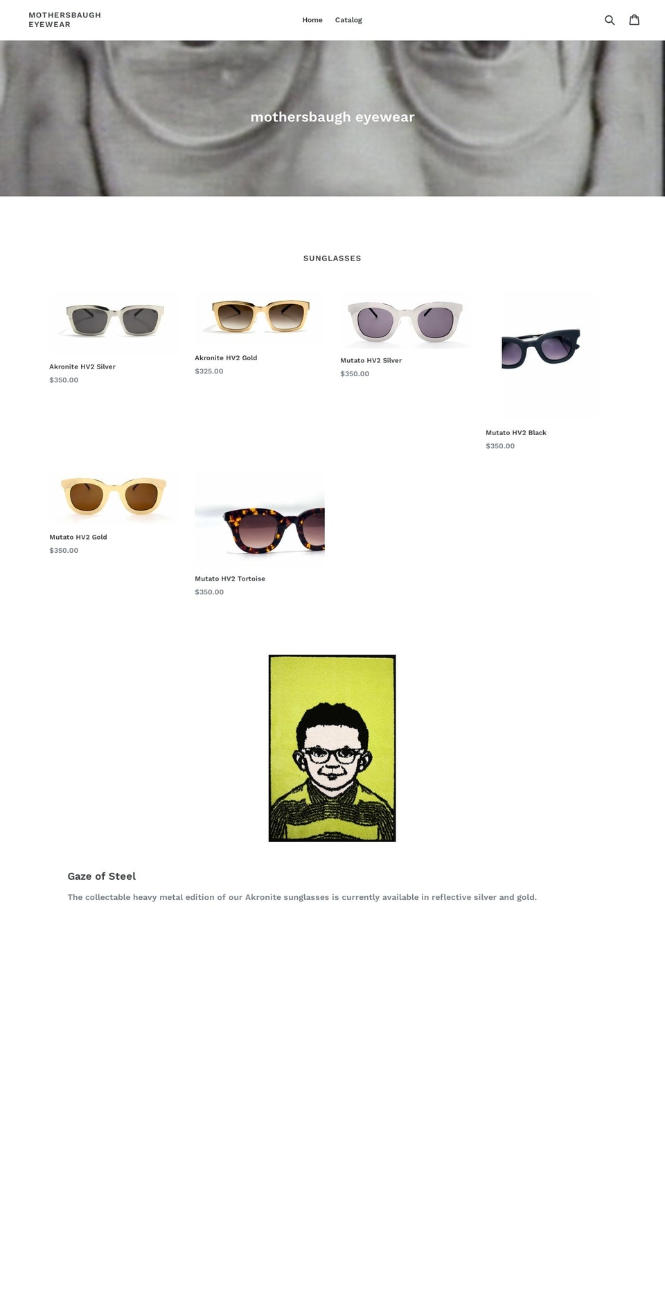 mothersbaugheyewear.com shopify website screenshot