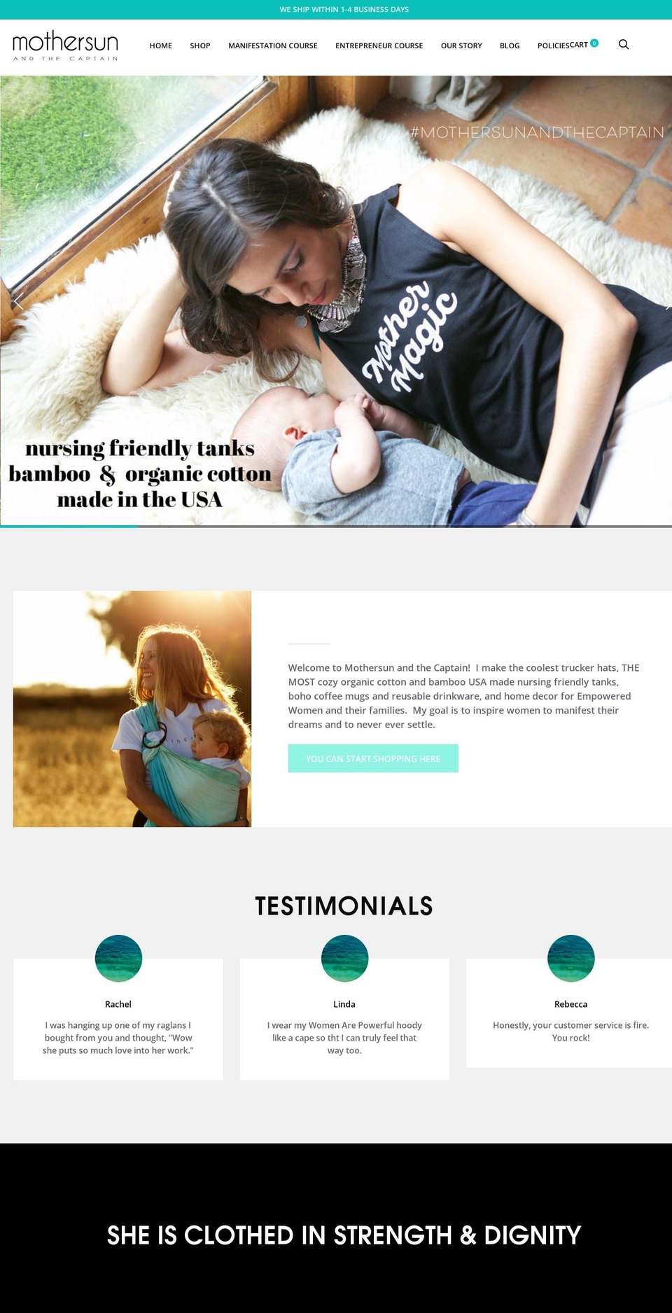 mothersunshop.com shopify website screenshot