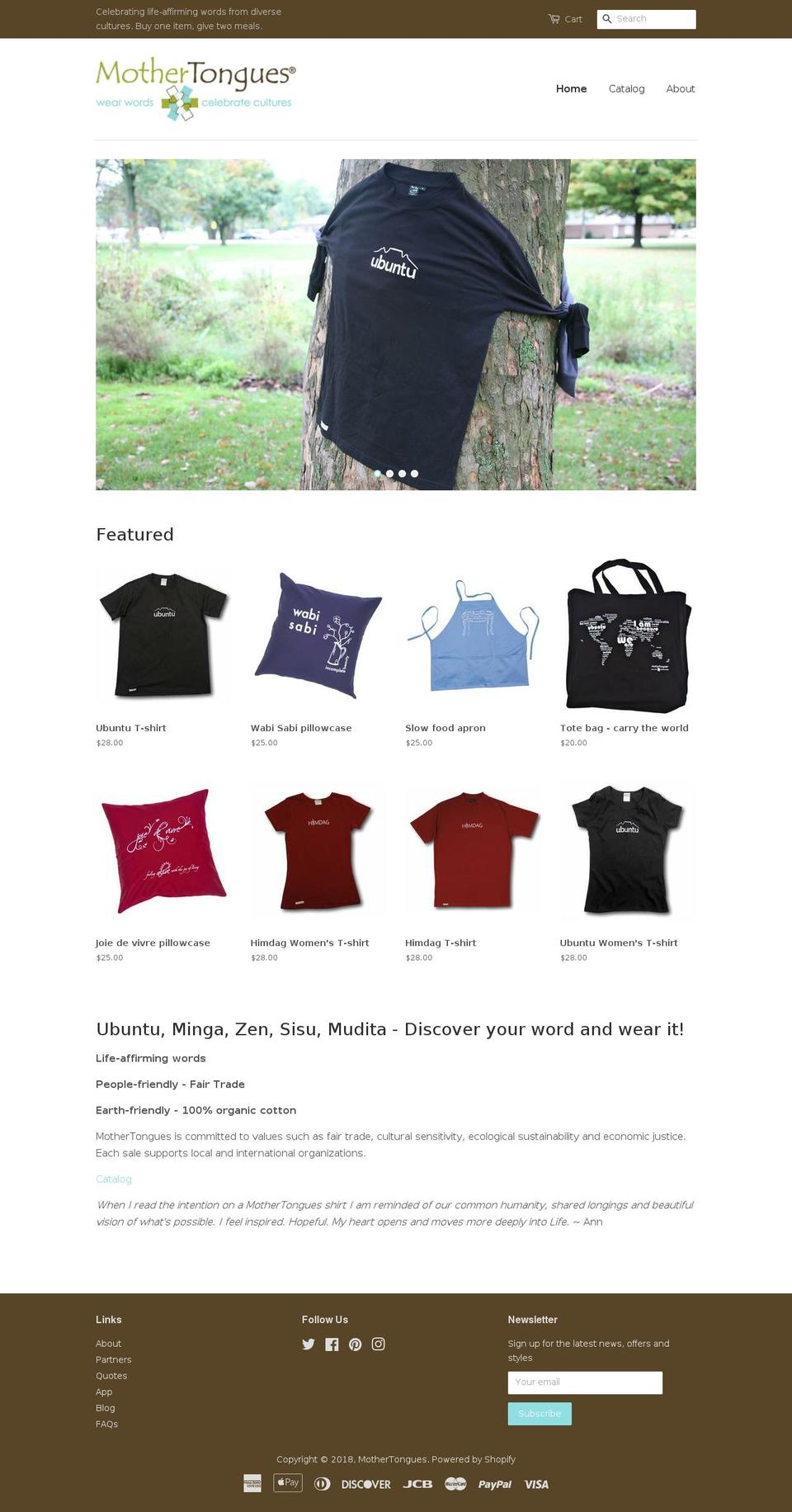 mothertongues.biz shopify website screenshot