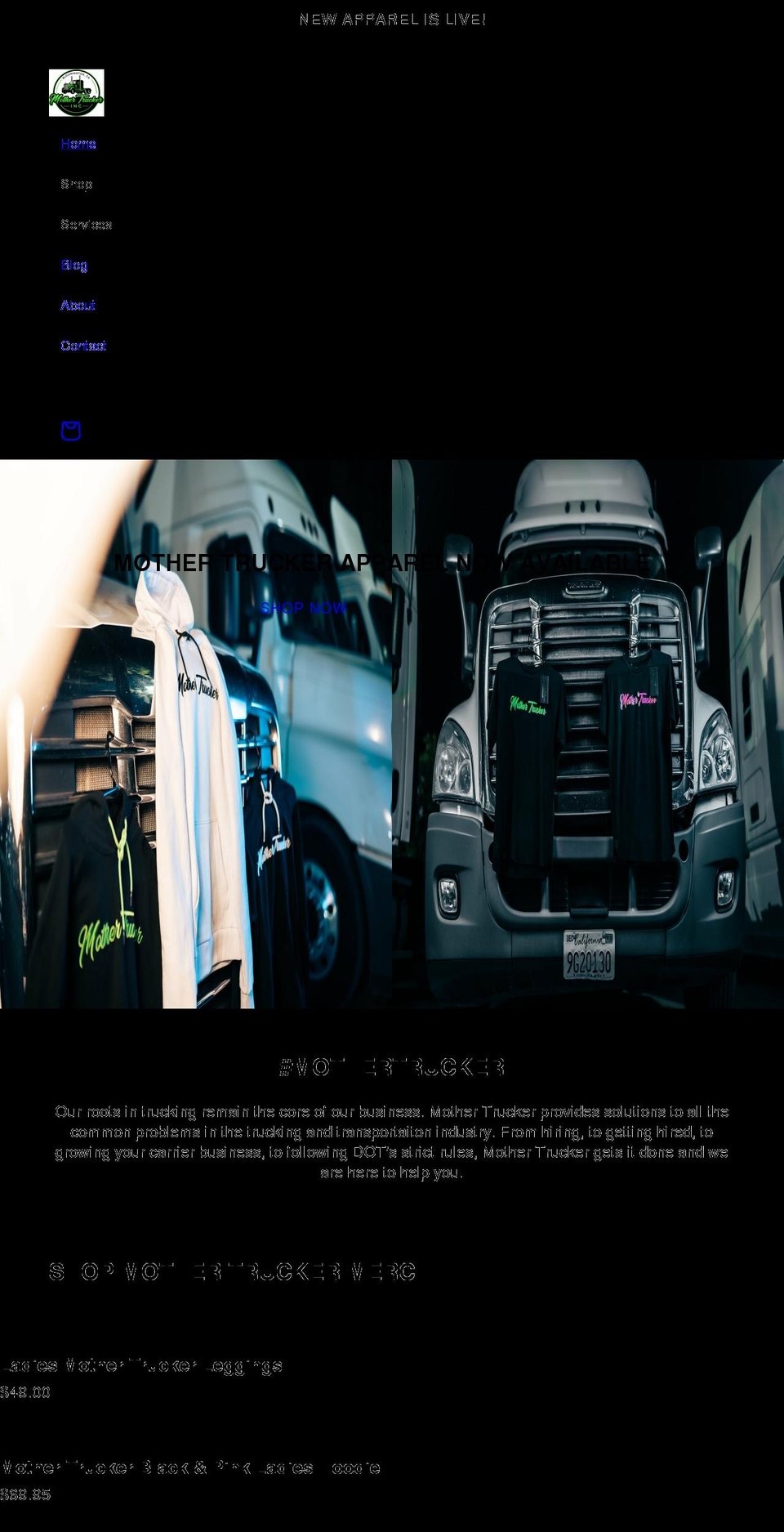 mothertrucker.life shopify website screenshot