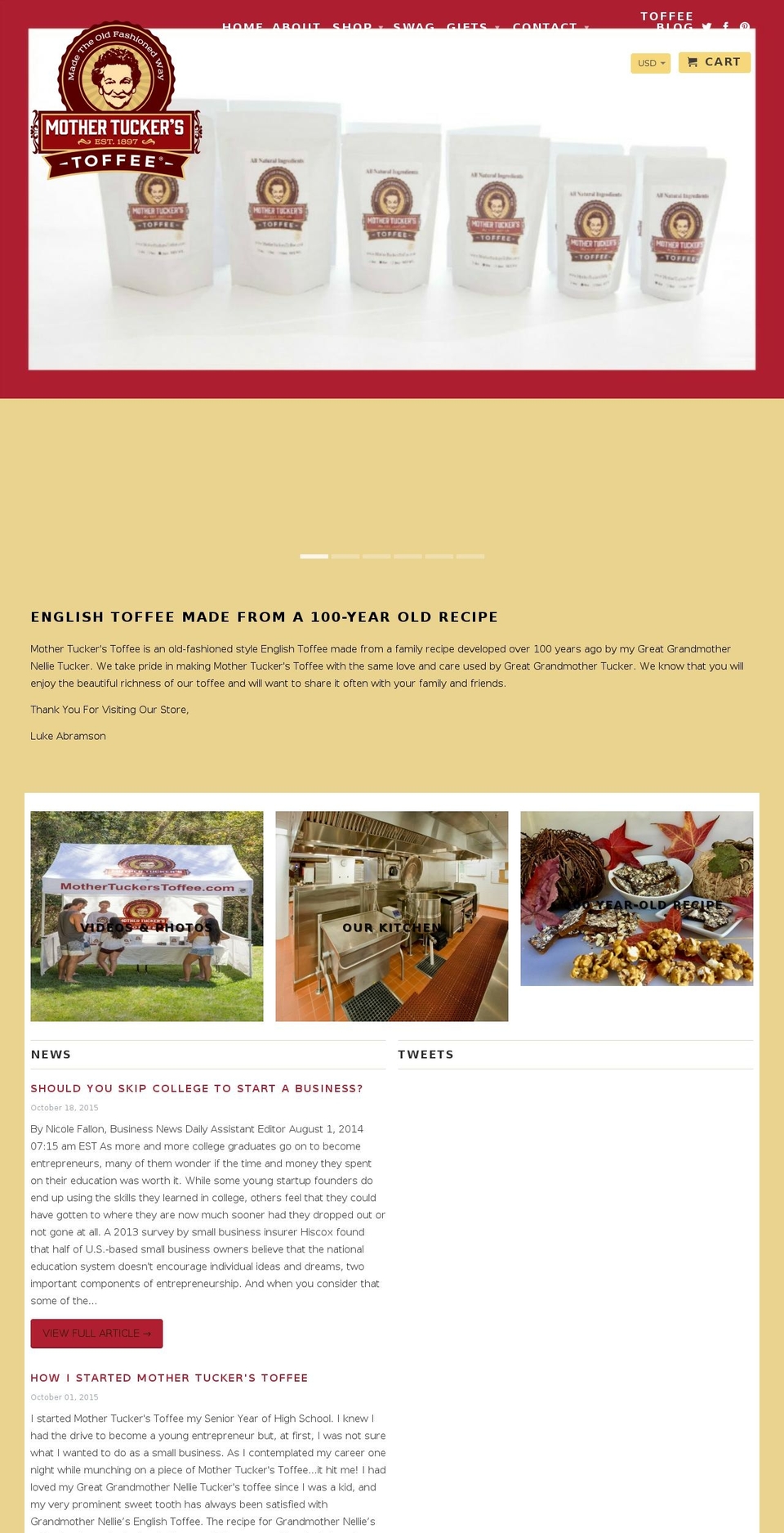 mothertuckerstoffee.com shopify website screenshot