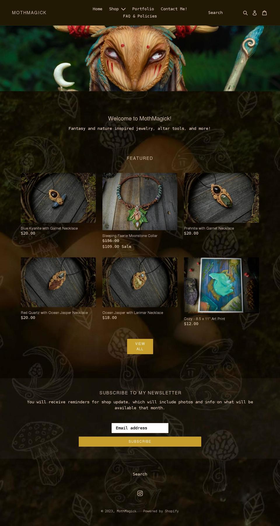 mothmagickshop.com shopify website screenshot