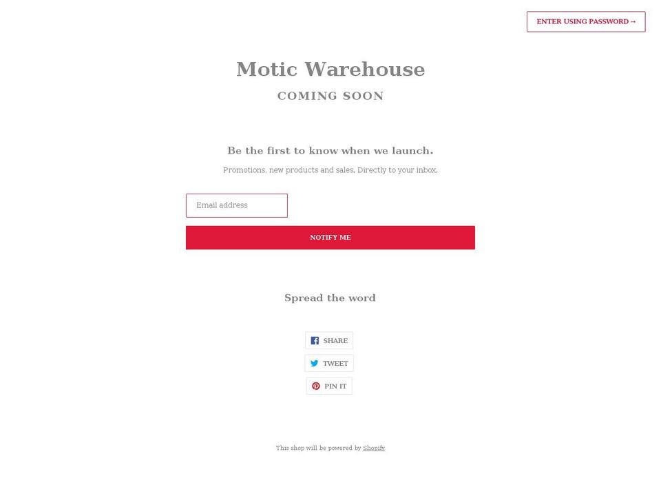 moticwarehouse.com shopify website screenshot