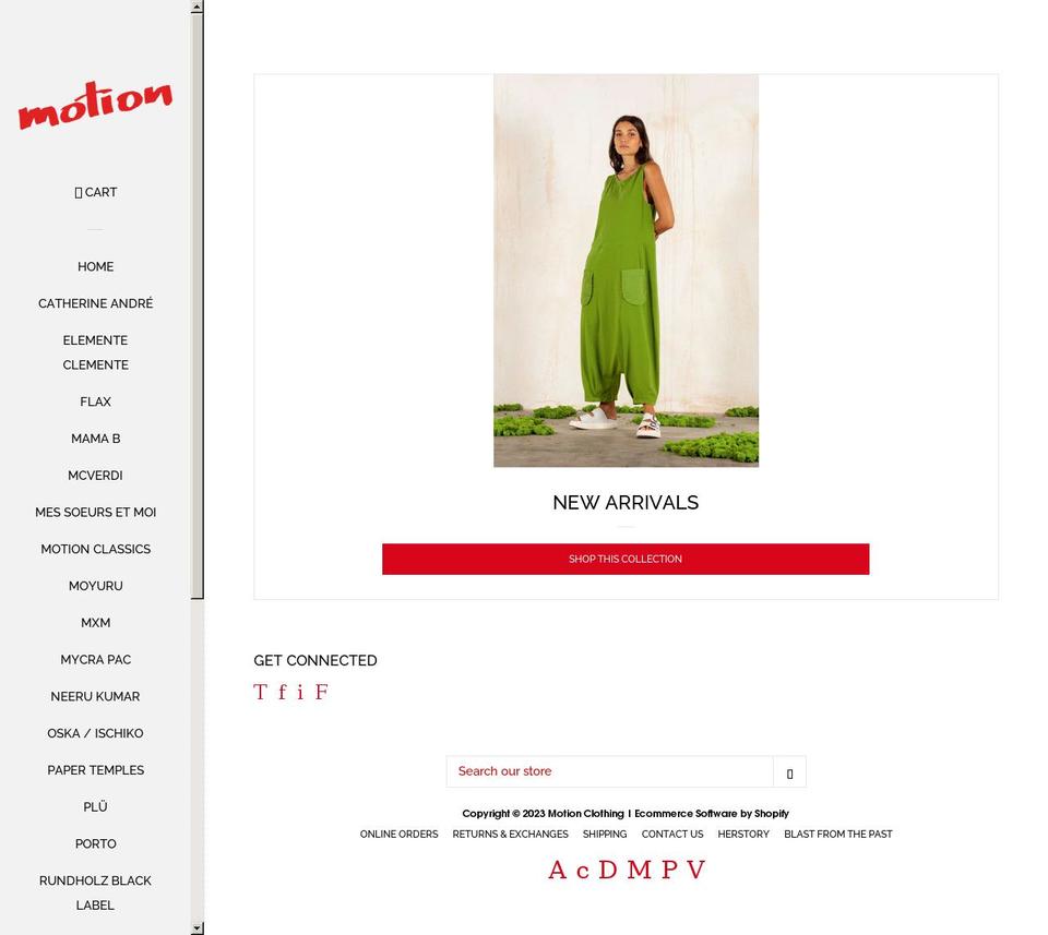 motion-clothing.myshopify.com shopify website screenshot