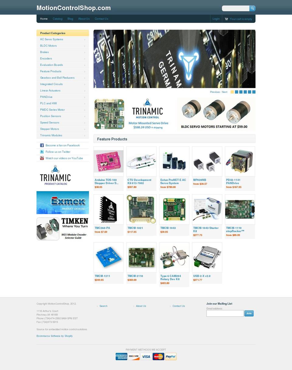 Megatronic Shopify theme site example motioncontrolshop.com