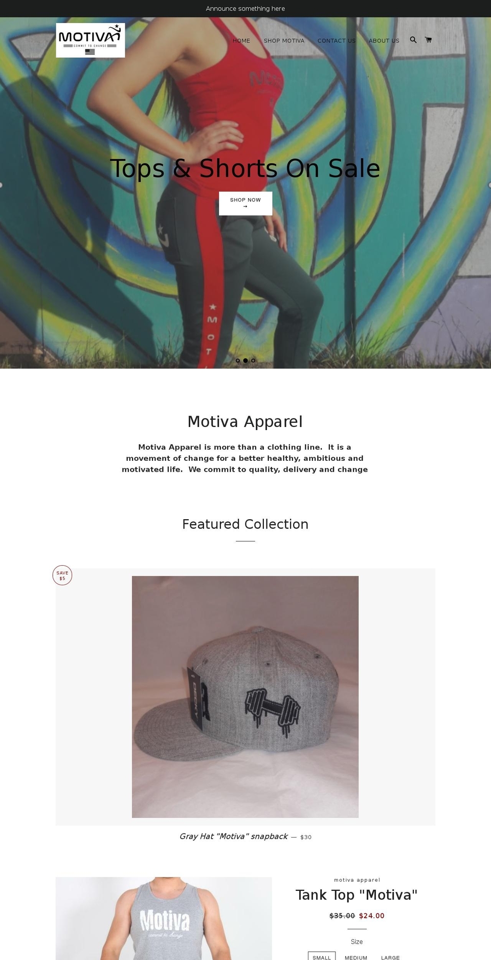 motivaapparel.com — Shopify storefront screenshot