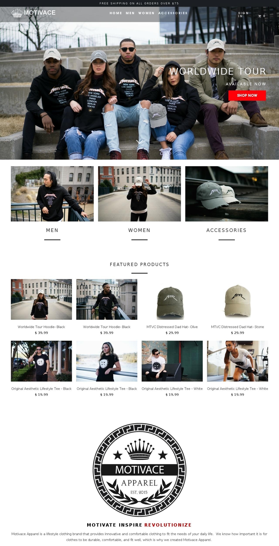 motivaceapparel.com shopify website screenshot